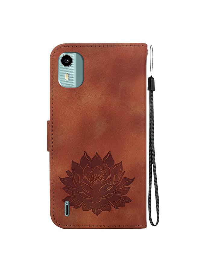 erorex Case For Nokia C12 Lotus Embossed Leather Phone Case  - Image 3
