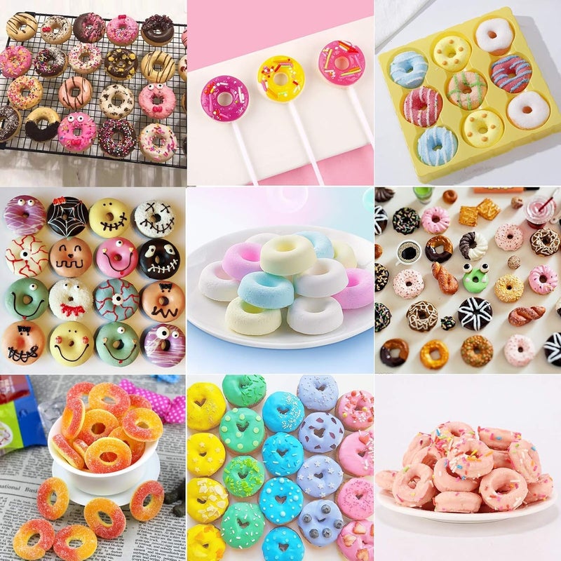 Husaini Mart Husaini Mart Set of 2 48 Cavity Mini Donut Silicone Gummy Mold Small Size Round Candy Loop Mould for Making Gummies Hard Candy Chocolate Caramels Ice Cube Jelly Frozen Fruit Treats Snacks Truffles  - Image 5