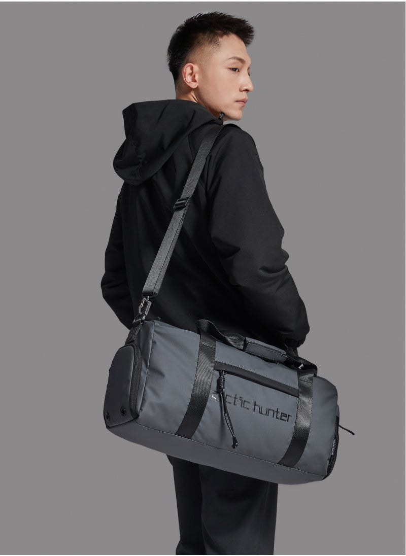 ARCTIC HUNTER Premium Gym Bag Water Resistant Duffel Bag with Shoe Compartment and Detachable Shoulder Straps for Men and Women LX00537 Grey  - Image 2