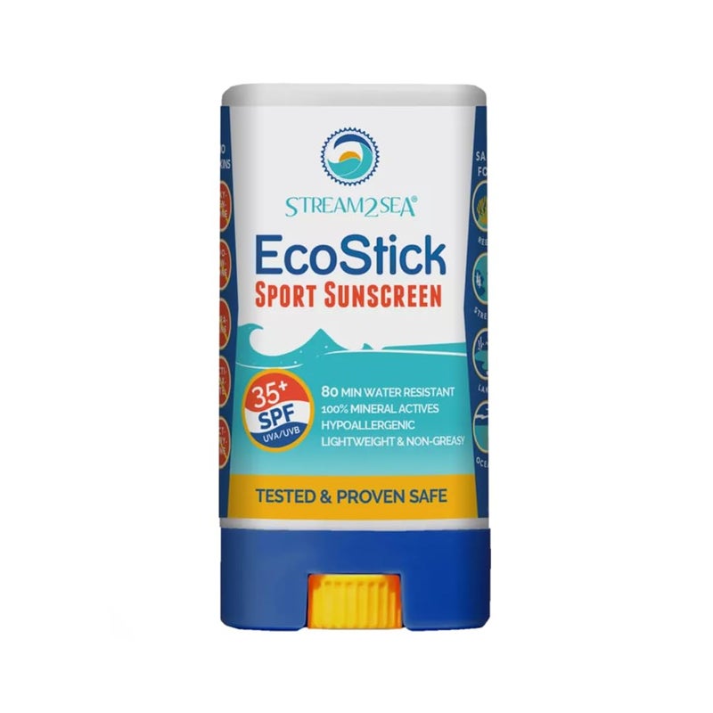STREAM 2 SEA STREAM2SEA EcoStick SPF 35 Mineral Sunscreen Stick Sweat Water Resistant Sunblock USDA Approved Biodegradable Paraben Free Reef Safe Sunscreen Protection Against UVA UVB EcoStick Sport  05 oz