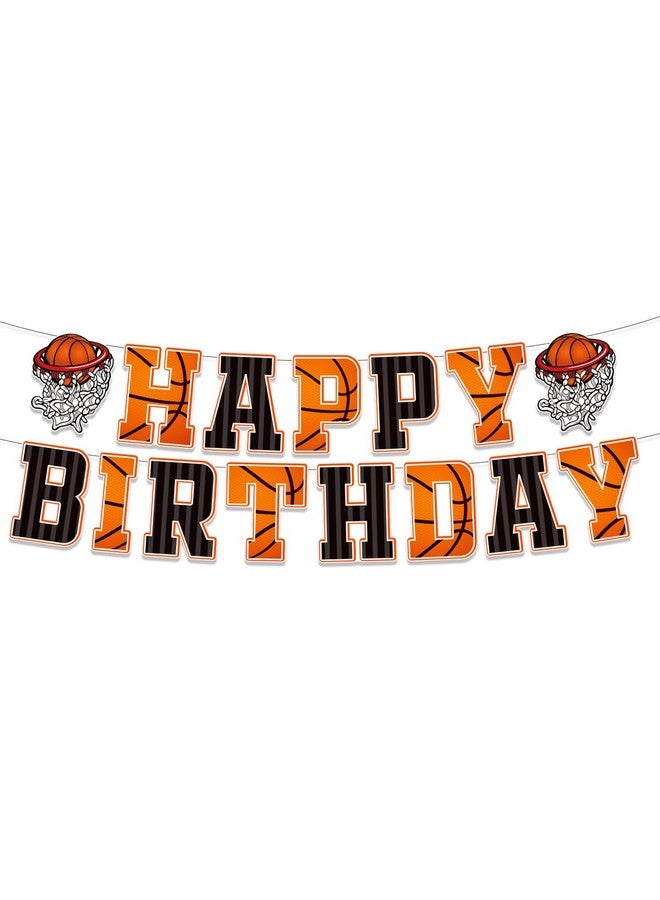 JANSONG Basketball Happy Birthday Banners，Basketball Themed Party Decorations，Basketball Slam Dunk Garland Birthday Party Bunting Sign For Kids Teenagers Boys Men  - Image 1