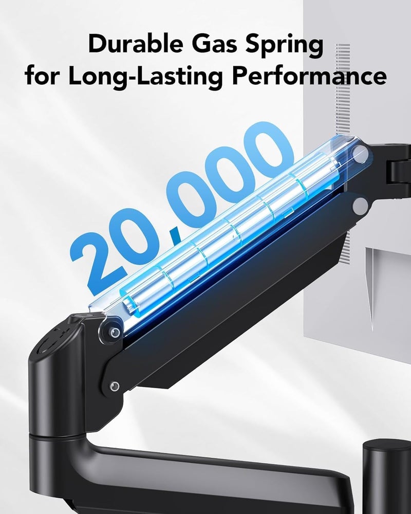 Bentifar Gas Spring Dual Monitor Stand, Holds 2 Computer Screens Up To 32 Inches And 9Kg Each, Vesa 75/100Mm, Sturdy Monitor Arm With +60° To -45° Tilt, ±180° Swivel, And Rotation, Black - Image 3