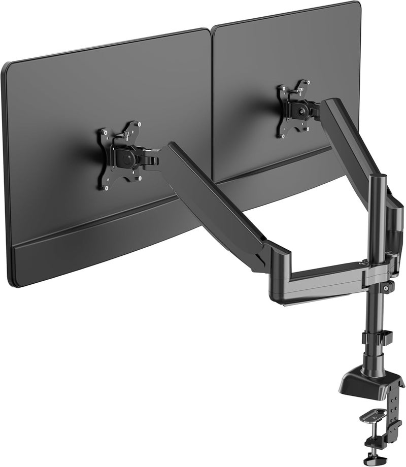 Bentifar Gas Spring Dual Monitor Stand, Holds 2 Computer Screens Up To 32 Inches And 9Kg Each, Vesa 75/100Mm, Sturdy Monitor Arm With +60° To -45° Tilt, ±180° Swivel, And Rotation, Black - Image 2