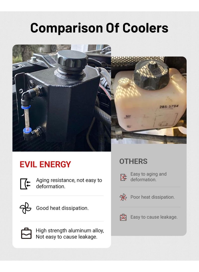 general Coolant Overflow Tank, Aluminum Radiator Tank, Reservoir Expansion Tank Universal 1L - Image 5