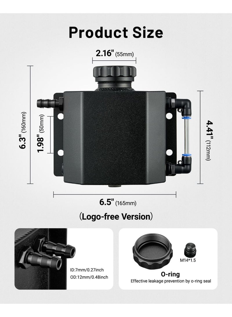 general Coolant Overflow Tank, Aluminum Radiator Tank, Reservoir Expansion Tank Universal 1L - Image 2