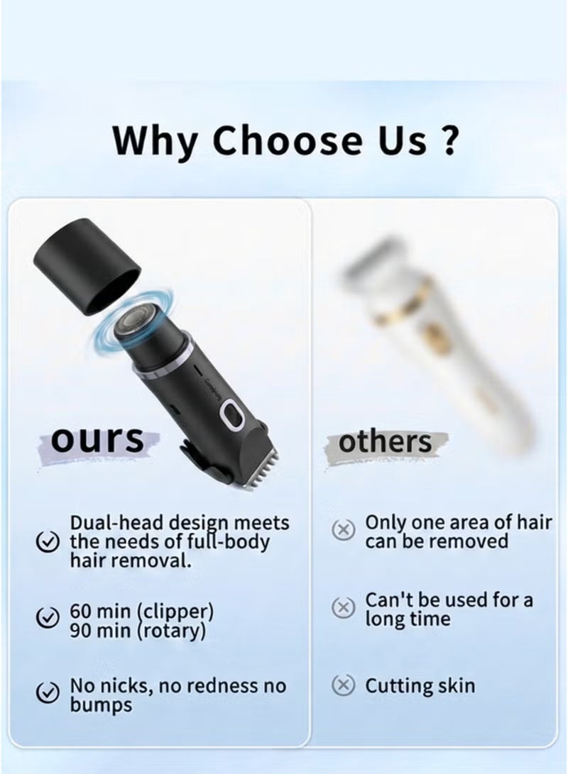 Smartbarry K01 Women's Bikini Trimmer & Electric Shaver, 2-in-1 Dual Head, IPX7 Waterproof, USB-C Rechargeable, Black - Image 5