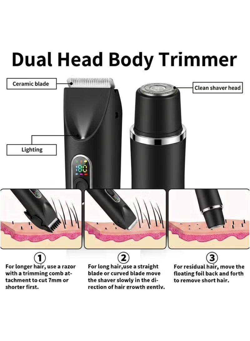 Smartbarry K01 Women's Bikini Trimmer & Electric Shaver, 2-in-1 Dual Head, IPX7 Waterproof, USB-C Rechargeable, Black - Image 4