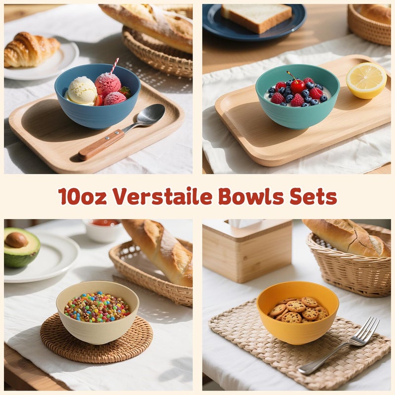 Wrova Handy Wheat Straw Bowls Set of 6,Unbreakable Ice-Cream Bowls Sets for Kids,10oz Small Dessert Bowls for Kitchen,Camping and RV.Vibrant Series - Image 4