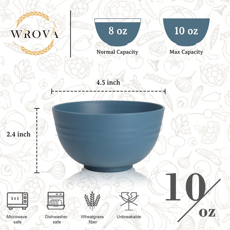 Wrova Handy Wheat Straw Bowls Set of 6,Unbreakable Ice-Cream Bowls Sets for Kids,10oz Small Dessert Bowls for Kitchen,Camping and RV.Vibrant Series - Image 2