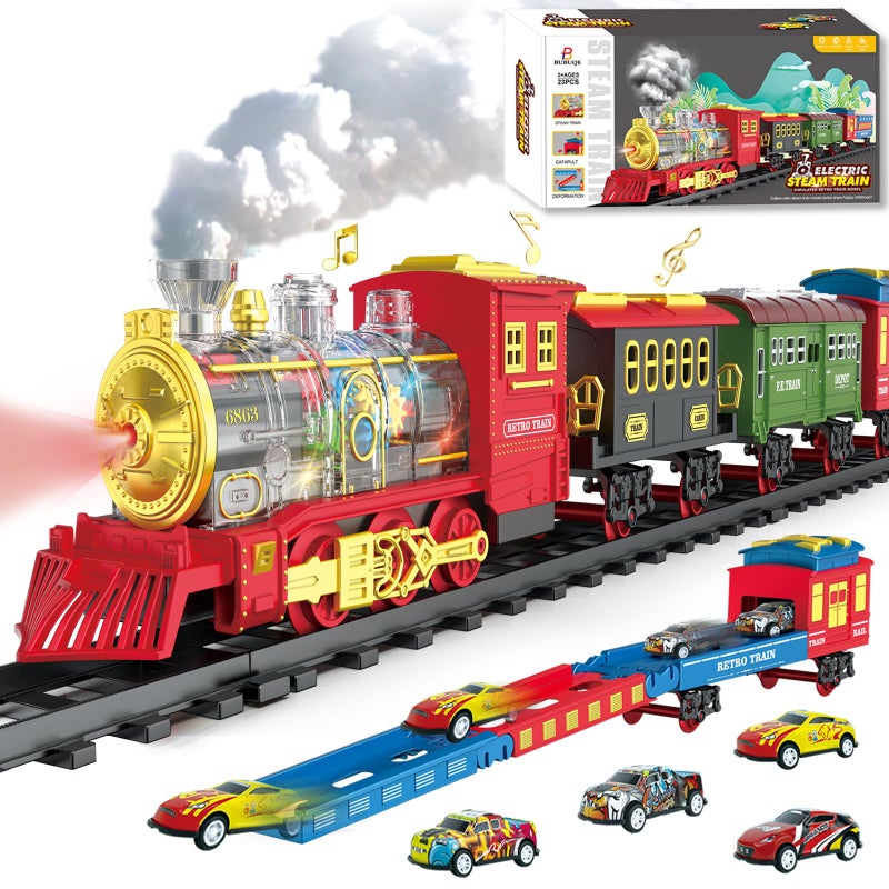 BUBUQE Electric Train Set Christmas Train Toys for Boys with Smokes Lights and Sound ONOff Rechargeable Train Set Under Christmas Tree Toddler Model Trains for 3 4 5 6 7 8 Years Old Kids Gifts - Image 2