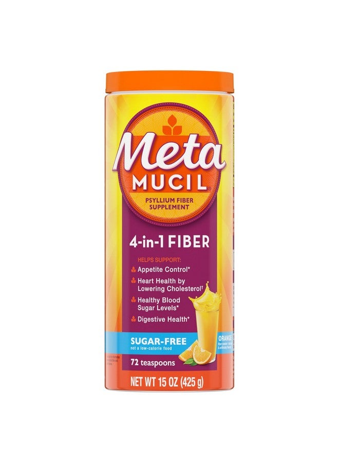 Metamucil Metamucil 4 in 1 Daily Fiber Supplement Powder, Fiber Powder for Digestive Health and Regularity*, Sugar-Free, Orange, Naturally Sourced Psyllium Fiber, 72 teaspoons - Image 1