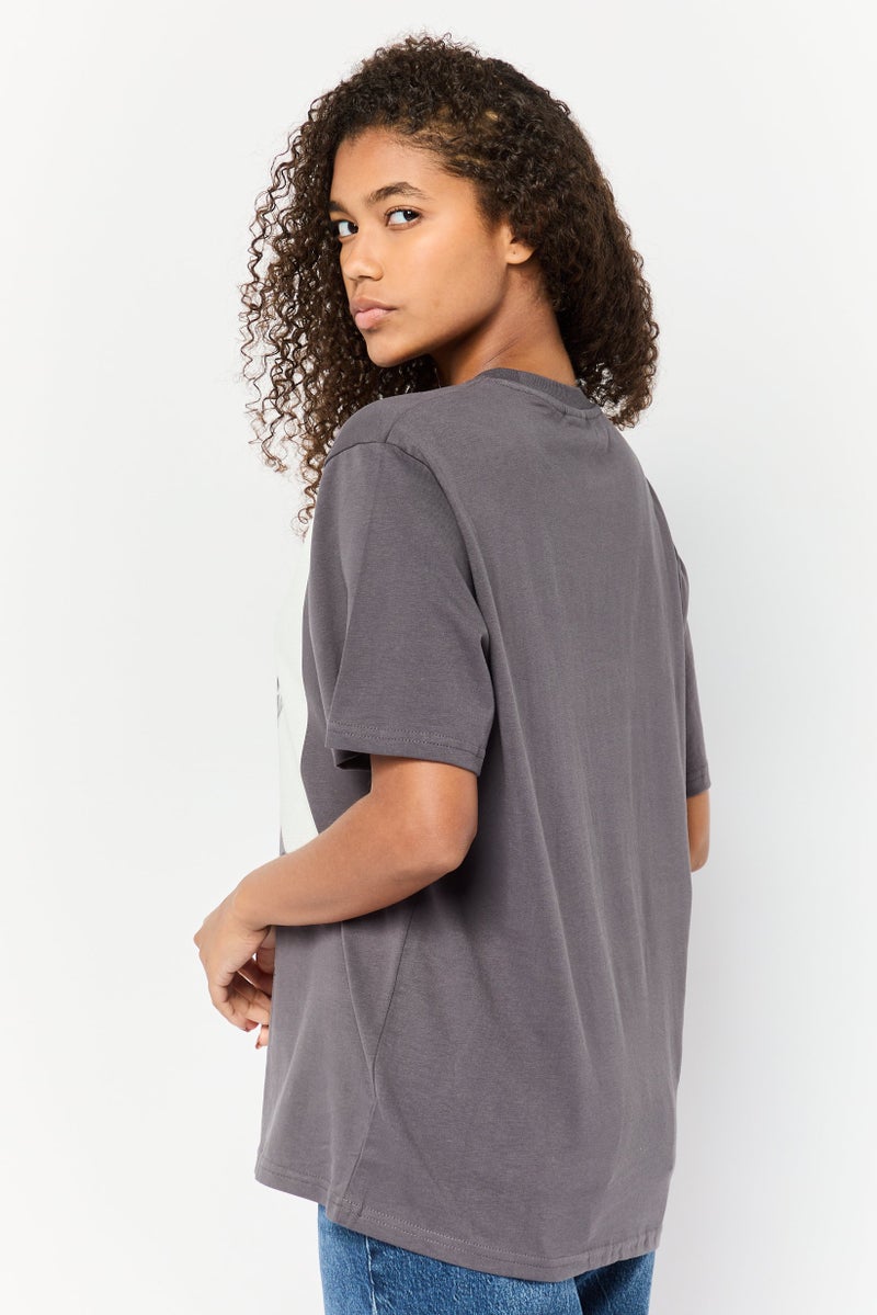 Marlyn Monroe Women Oversized Fit Crew Neck Graphic Print T-Shirt, Charcoal - Image 4