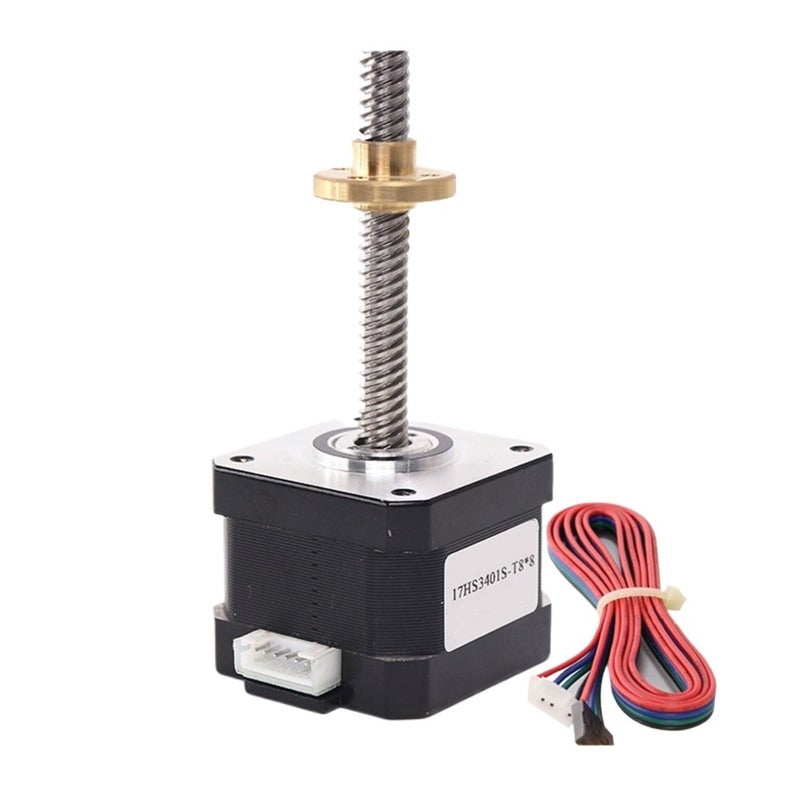 محرك خطوي Nema17 مع برغي توجيه T8 8mm 300mm 42BYGH 17HS3401S لطابعة ثلاثية الأبعاد محور Z 17HS3401S T8x4 300mm - Image 2