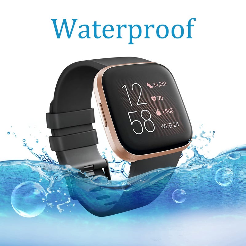 Meliya Bands Compatible With Fitbit Versa/Versa 2 / Versa Lite/Versa SE Classic Soft Silicone Sport Strap for Women Men (Large, Black) - Image 4