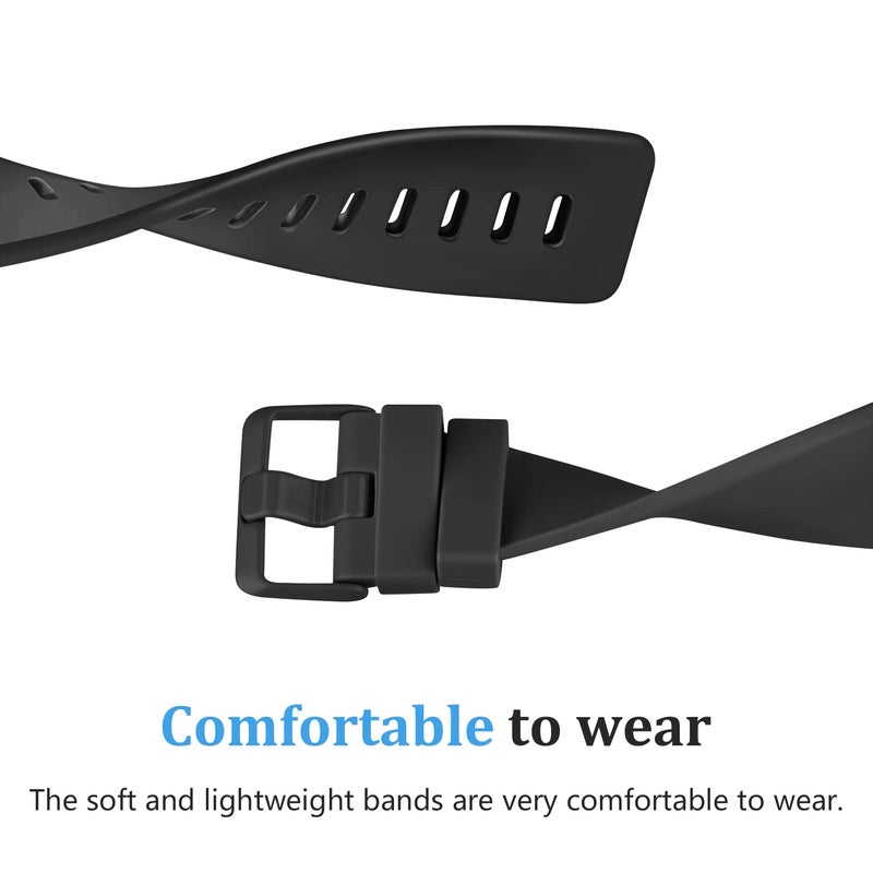 Meliya Bands Compatible With Fitbit Versa/Versa 2 / Versa Lite/Versa SE Classic Soft Silicone Sport Strap for Women Men (Large, Black) - Image 3