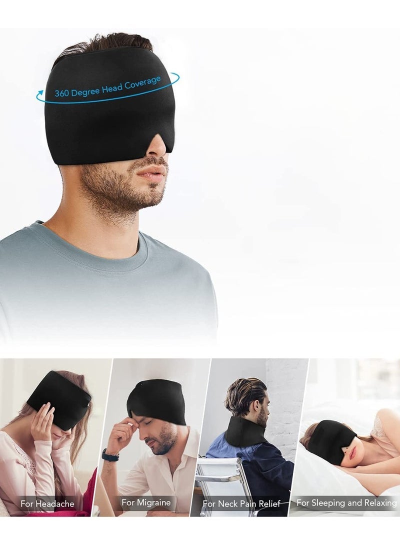 Ice Relief Mask Pack for Headache Cold and Hot Therapy Face Eye Neck and Head Hat Cap for Migraine pain, Puffy Eyes, Tension, Sinus and Stress Reliefing - Image 4