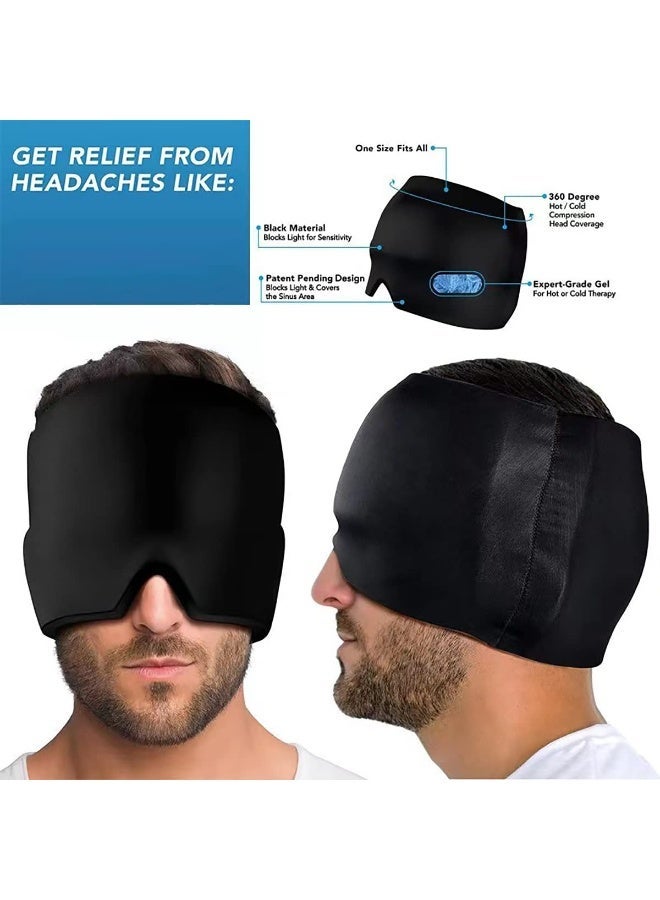 Ice Relief Mask Pack for Headache Cold and Hot Therapy Face Eye Neck and Head Hat Cap for Migraine pain, Puffy Eyes, Tension, Sinus and Stress Reliefing - Image 3
