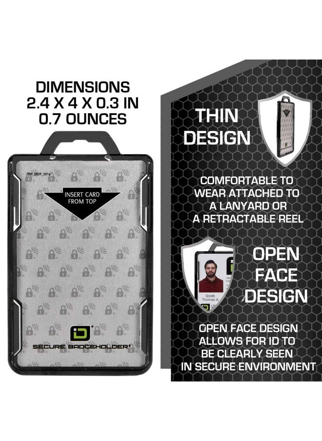 آي دي سترونجهولد حامل شارة آمن Duolite Rfid Blocking 2 حامل شارة معرف البطاقة مع حبل وبكرة قابلة للسحب Piv Cac وبطاقات العمل واقي شارة بلاستيكي عالي التحمل Fips 201 معتمد  - Image 2