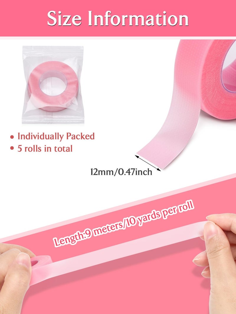 TEOYALL PE Lash Tapes, 5 Rolls Adhesive Micropore Breathable Pink Eyelash Extension Tapes Lash Extensions Supplies - 9 meter/10 Yard Each Roll (5 Rolls) - Image 5