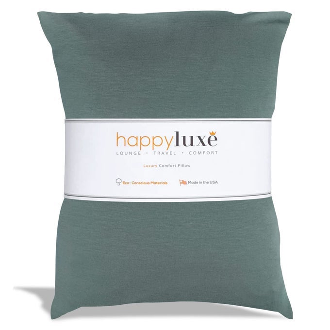 ODYSSEY TRAVEL PILLOW FOR LONG FLIGHTS SOFT SMALL ALTERNATIVE TO DOWN AND MEMORY FOAM 17 X 13IN MADE IN THE USA SAGE GREEN AIRPLANE PILLOW FOR ADULTS SLEEPING CAMPING OR NAP
