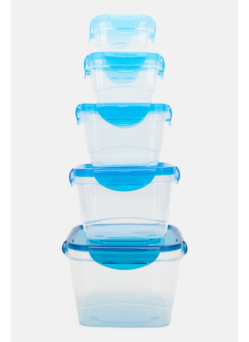 Eco Home - 5 Pieces Food Storage Container Set With Air Vent Lids, Blue - Image 1