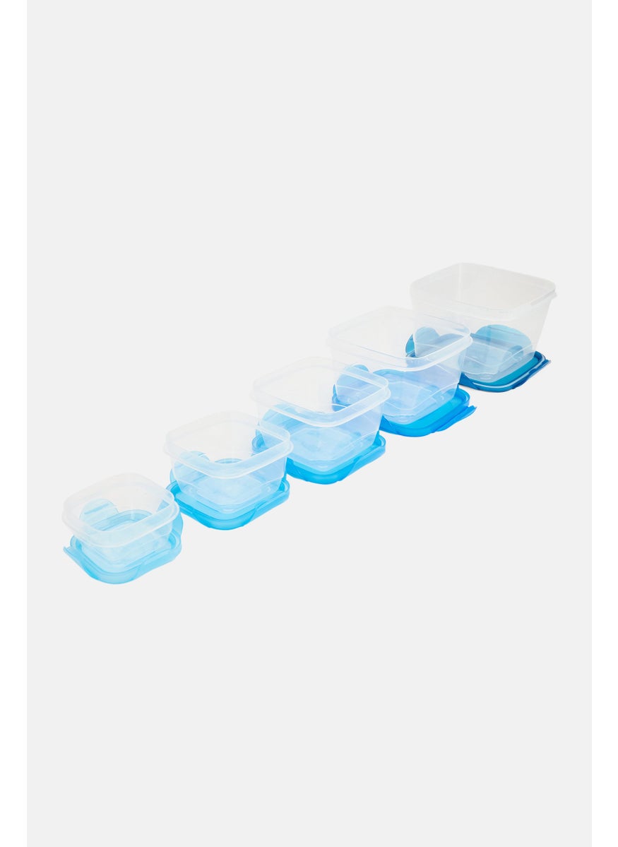 Eco Home - 5 Pieces Food Storage Container Set With Air Vent Lids, Blue - Image 1