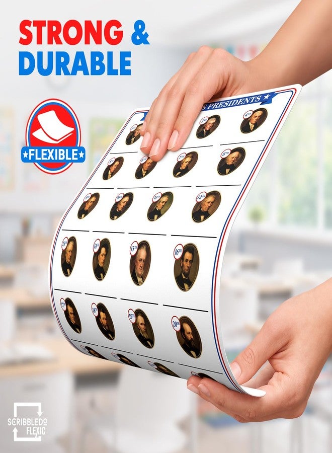 Scribbledo Dry Erase President Practice Sheets 11x14 Learning Boards Portraits & Numbered Outline Reusable U.S. Presidents Chart for Kids Classroom History Teaching Aid Homeschool Activity 10 Pack - Image 3