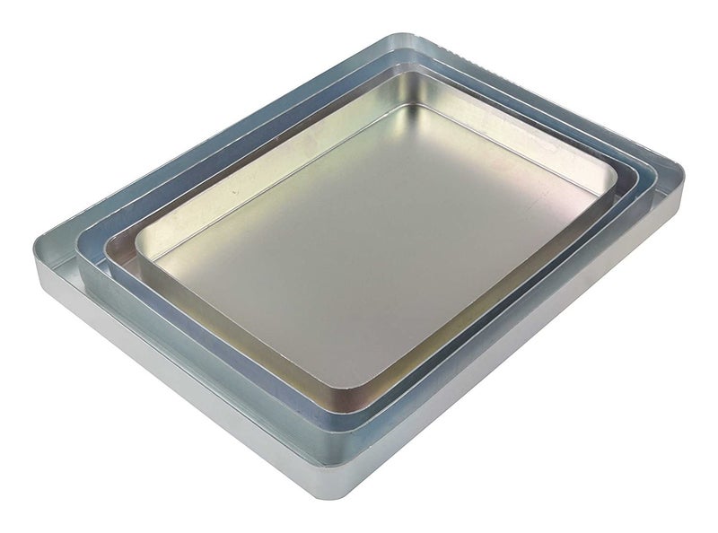 JAYCO Aluminum Big Trays for BakingServing Ideal for MithaiBarfi 12131416 4 Pc Set Silver - Image 2