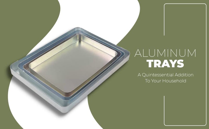JAYCO Aluminum Big Trays for BakingServing Ideal for MithaiBarfi 12131416 4 Pc Set Silver - Image 5