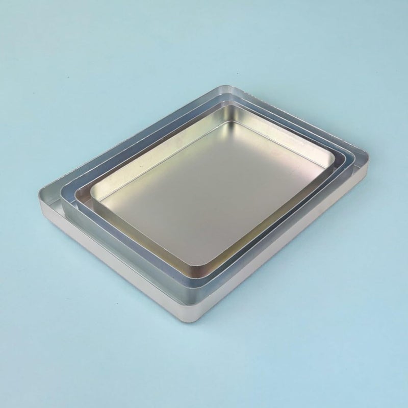 JAYCO Aluminum Big Trays for BakingServing Ideal for MithaiBarfi 12131416 4 Pc Set Silver - Image 1