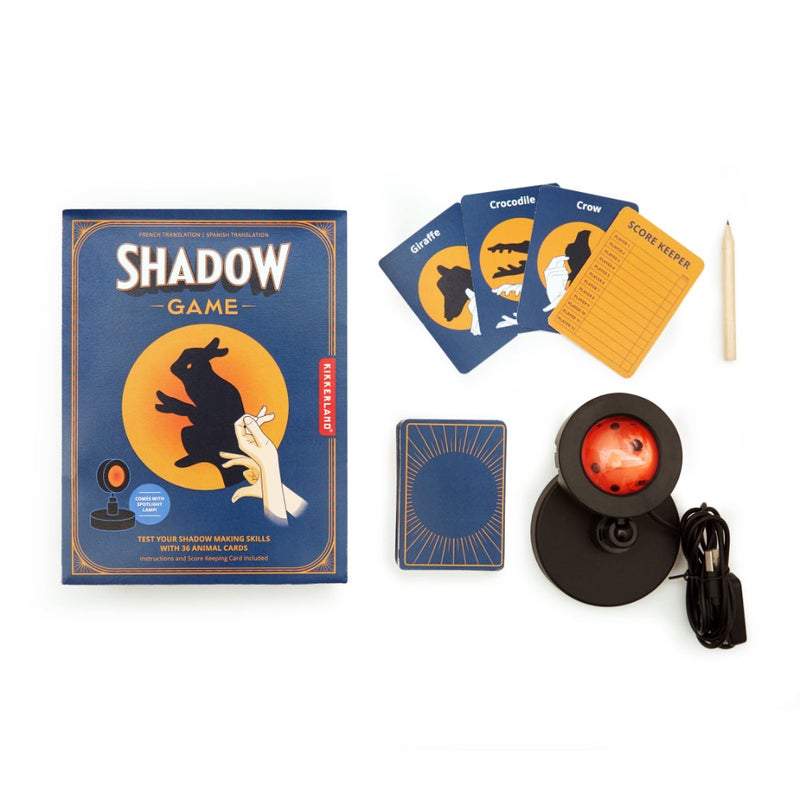 Kikkeland Shadow Game| Fun Family Time, Game Night, Play witih Shadows, 36 Animal Cards to Choose from, USB Powered Spotlight and Rule Card Included