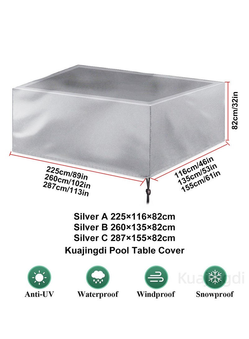 Kuajingdi Indoor & Outdoor Pool Table Cover,Waterproof&Tearproof Oxford cloth Billiard with drawstring and storage bag  - Image 2