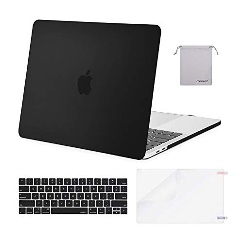 MOSISO Compatible with MacBook Pro 15 inch Case 2019 2018 2017 2016 Release A1990 A1707 with Touch Bar Plastic Hard Shell Case Keyboard Cover Screen Protector Storage Bag Black - Image 1