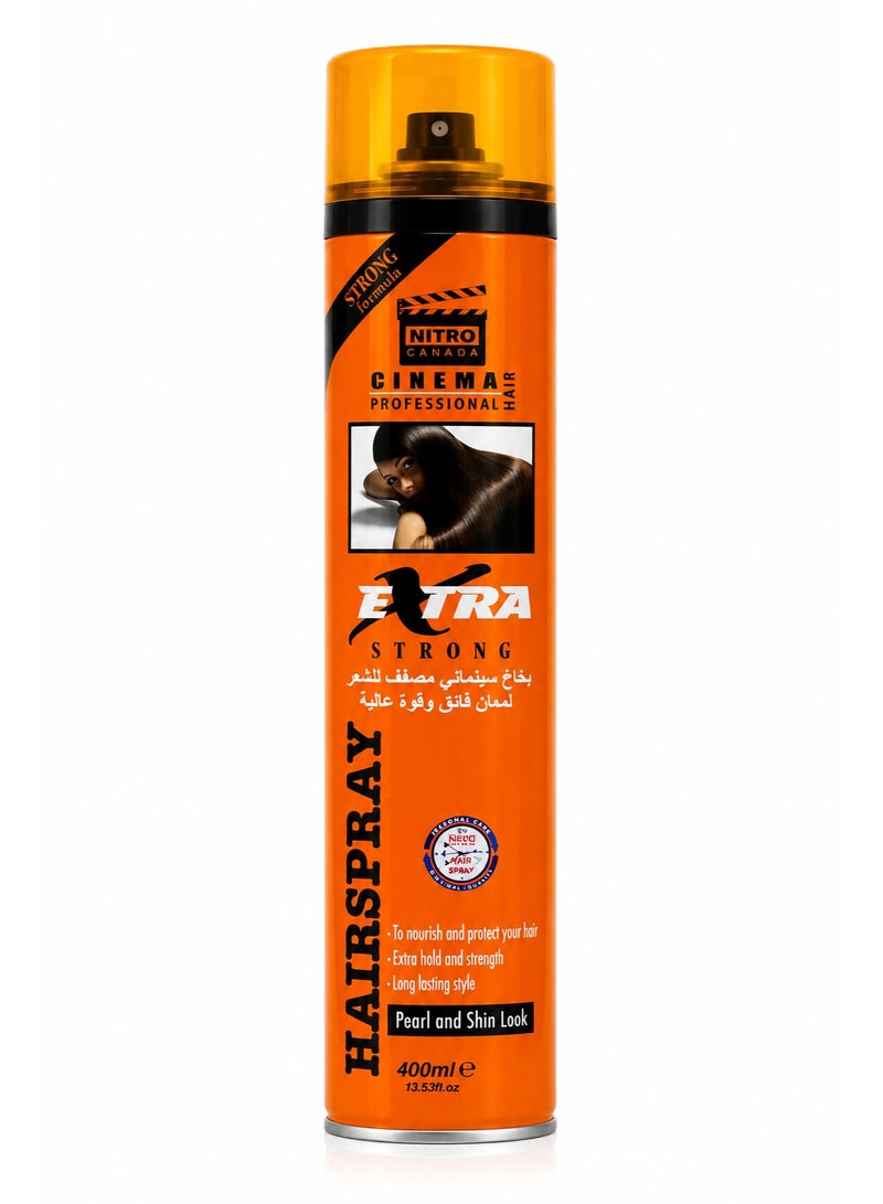 NITRO CANADA CINEMA PROFESSIONAL Extra Strong Hair Spray with Pro-Vitamin B5, 400ml - Image 1