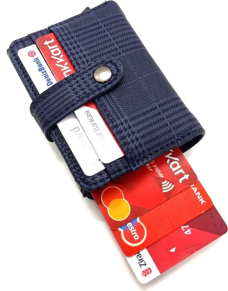 Mkm Plaid Plaid Automatic Mechanism Card Holder and Wallet