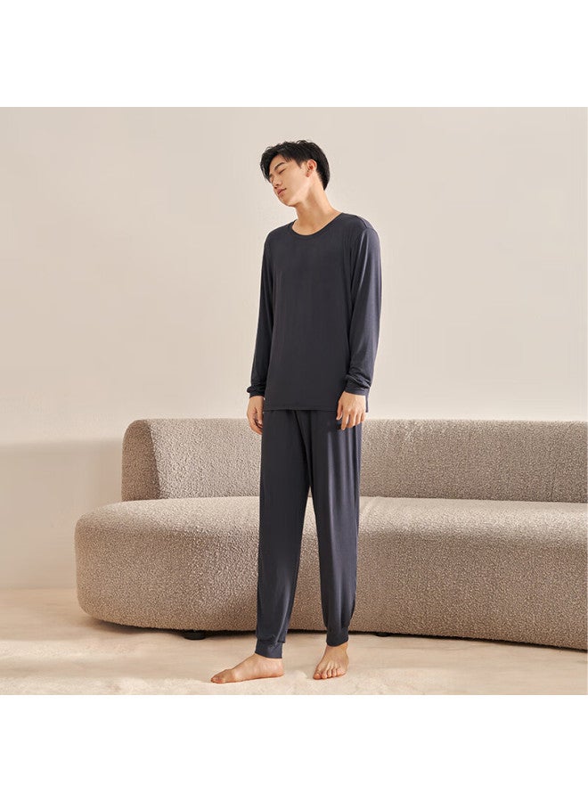 Agentmuse Men's Tencel 60s Modal Long Sleeve Two-piece Pajama Set Ultra-soft Bare Feeling Couples Casual Loungewear - Image 1