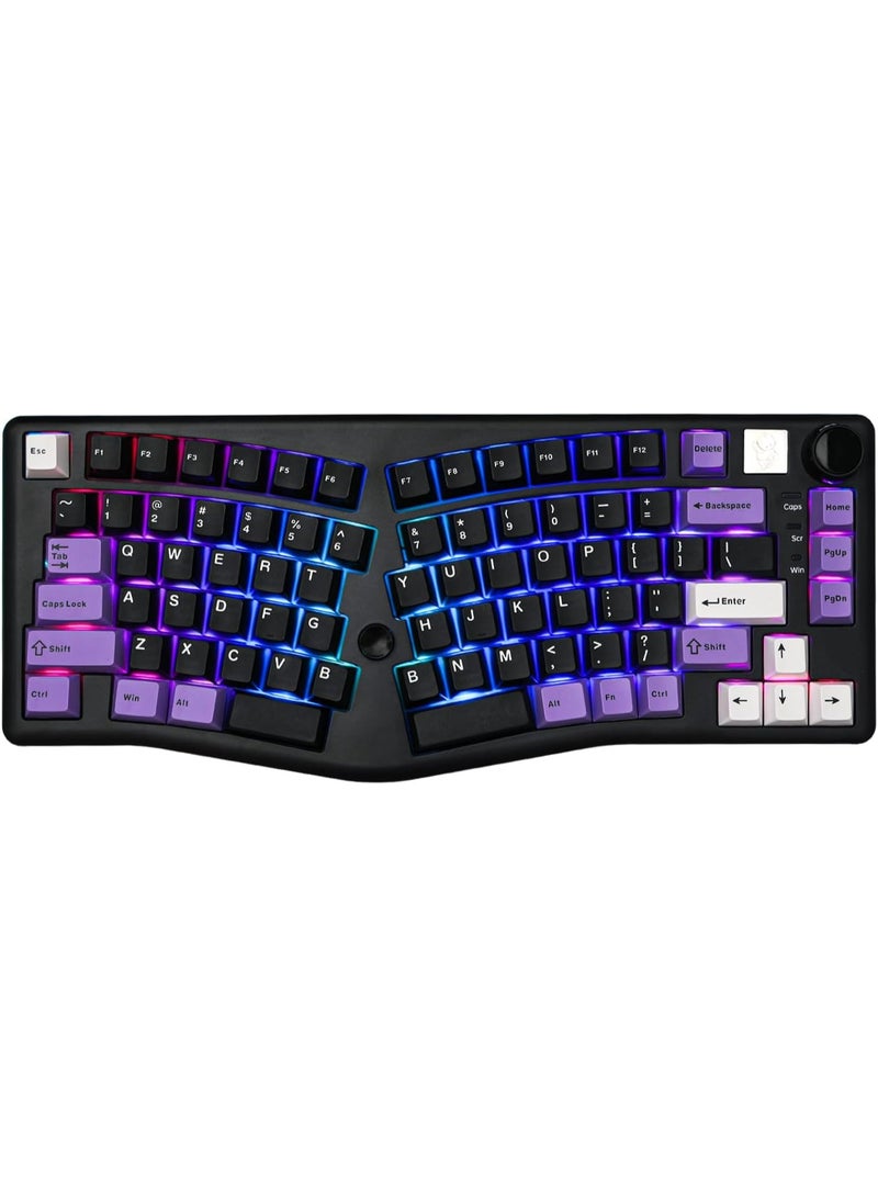 LEOBOG A75 Tri-Mode Wireless Mechanical Keyboard 75% Hot-Swappable Bluetooth 5.0 + 2.4GHz + USB-C Rechargeable RGB Gaming Keyboard, Ergonomic Custom Mechanical Keyboard with Barbie Switches – Black Purple - Image 1