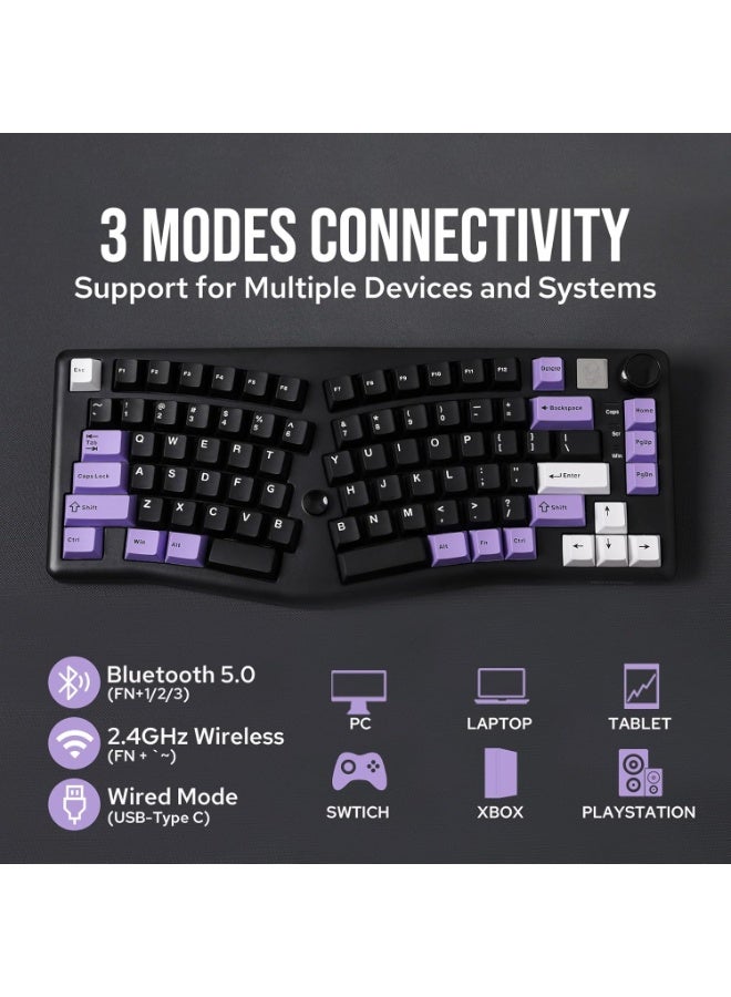 LEOBOG A75 Tri-Mode Wireless Mechanical Keyboard 75% Hot-Swappable Bluetooth 5.0 + 2.4GHz + USB-C Rechargeable RGB Gaming Keyboard, Ergonomic Custom Mechanical Keyboard with Barbie Switches – Black Purple - Image 3