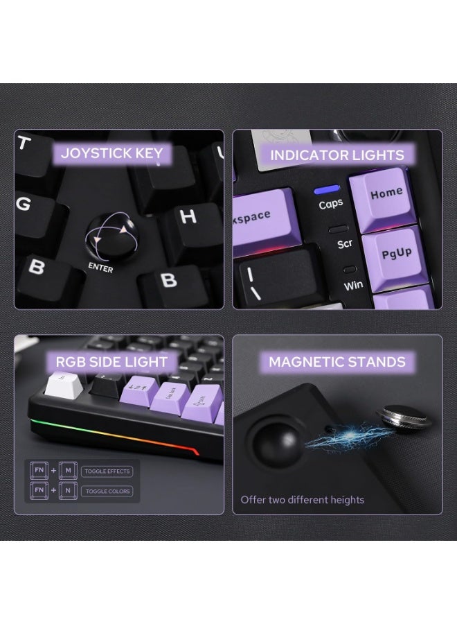 LEOBOG A75 Tri-Mode Wireless Mechanical Keyboard 75% Hot-Swappable Bluetooth 5.0 + 2.4GHz + USB-C Rechargeable RGB Gaming Keyboard, Ergonomic Custom Mechanical Keyboard with Barbie Switches – Black Purple - Image 4