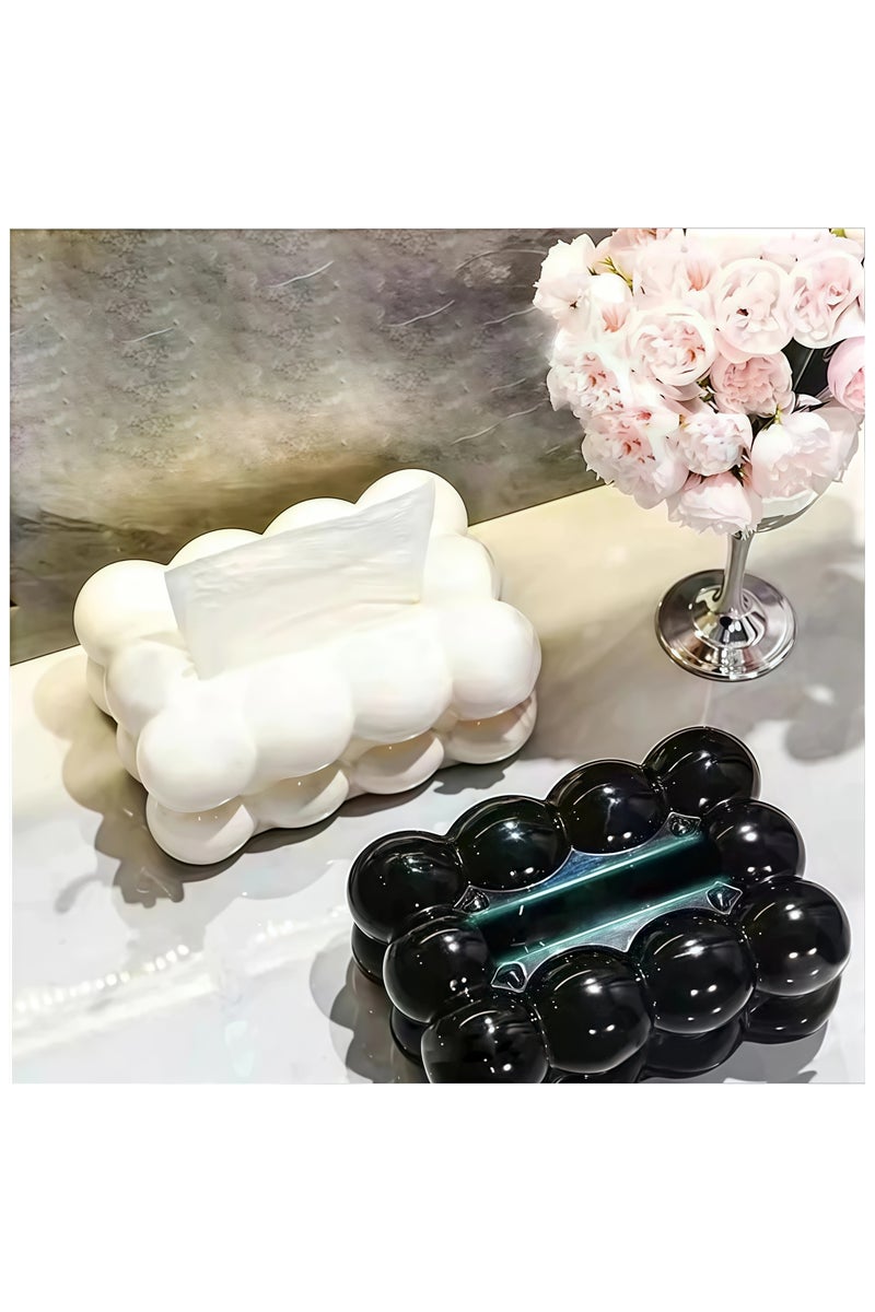TANGBLIB Bubble Tissue Box - Slim and Lightweight Organizer for Living Room, Bathroom, Bedroom, Office - Innovative Paper Towel Holder for Facial Tissues, Cloth Napkins, and Dryer Sheets - Image 3