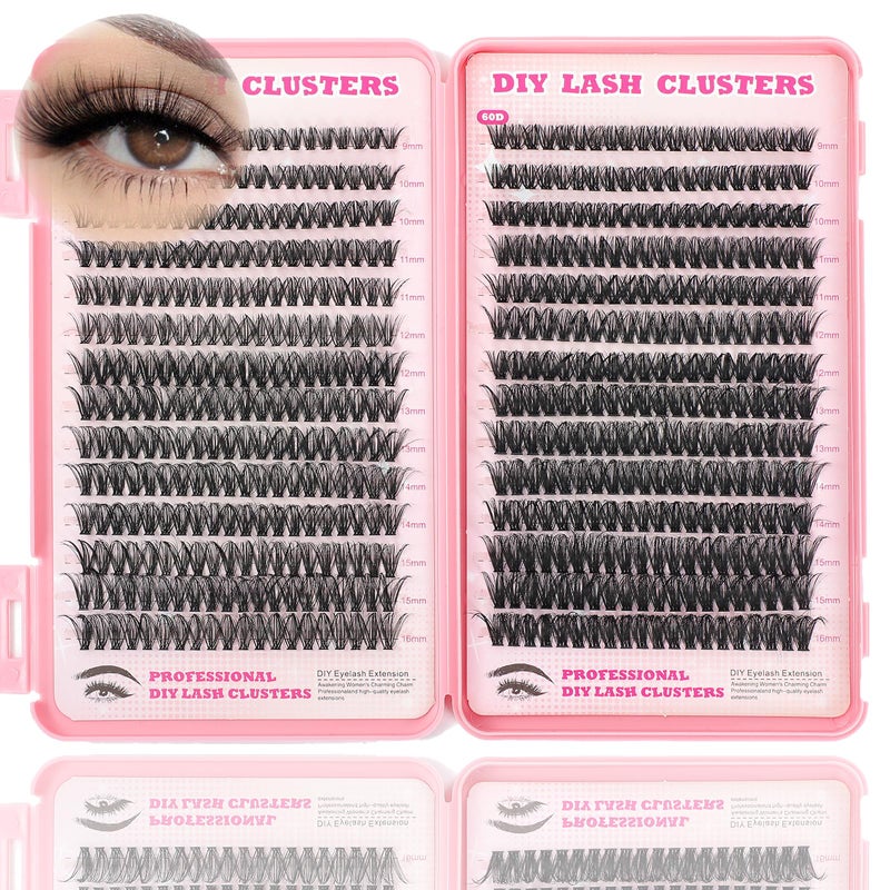 ISTGIFT Lash Clusters Kit, 560 Pcs Eyelashes Clusters Kit 9-16mm Individual Lash Extension Kit D Curl Fluffy Wispy False Eyelashes (50D+60D, Lash Clusters) - Image 1