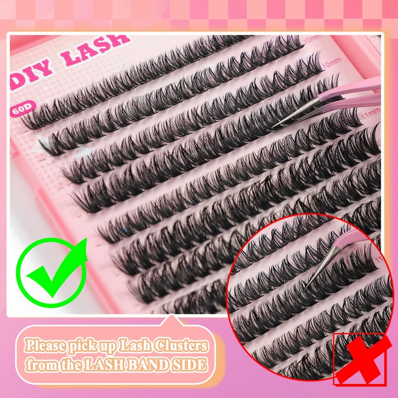 ISTGIFT Lash Clusters Kit, 560 Pcs Eyelashes Clusters Kit 9-16mm Individual Lash Extension Kit D Curl Fluffy Wispy False Eyelashes (50D+60D, Lash Clusters) - Image 4