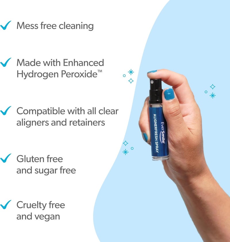 EverSmile Economical upgraded quality AlignerFresh Cleaning Spray for Invisalign and All Clear Aligners and Retainers – On-the-Go Cleaning & Teeth Whitening, Kills Bacteria, Fights Bad Breath – Mint Flavor, 10ml (2 Pack) Simplified versatile design - Image 3