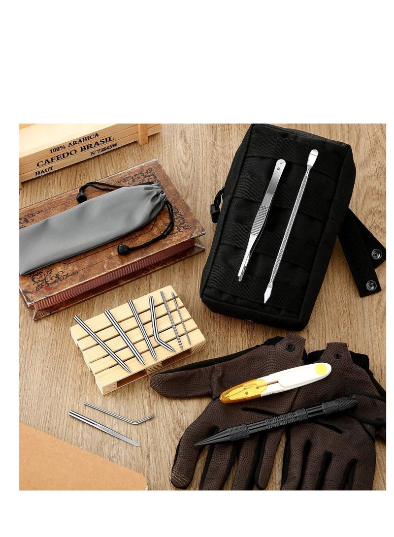 Y&D Knotter Tools, Stainless Steel Paracord Lacin Needles and Smoothing Tool for Leather or Work, Marlinspike, Waterproof Cloth Bag, Sewing Scissor, Tweezers - Image 2