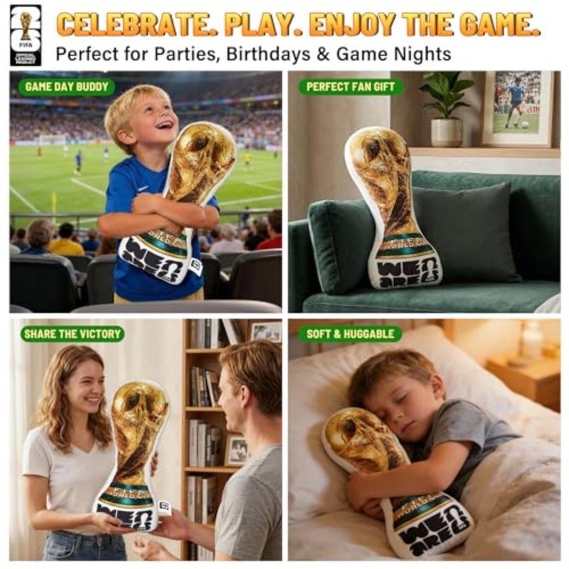 Official FIFA World Cup 2026 Trophy Plush Pillow 14.5 inch, 1:1 Inspired Real Size Soft Decorative Throw Pillow for Sports Soccer Partiesand World Cup 2026 Merchandise Decorations for Fans - Image 4