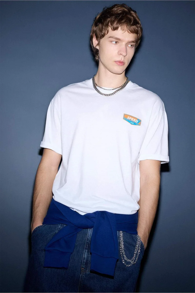 ديفاكتو 100% Cotton Boxy Fit Printed T-Shirt