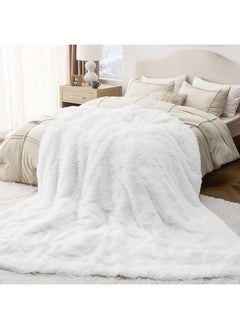 Bedsure Bedsure Soft White King Size Blanket for Bed, Fluffy Fuzzy Large King Blanket for Winter, Cozy Plush Sherpa Fleece Faux Fur Blanket, Thick Warm Christmas Blanket Gifts for Women, Men, 108x90  - Image 5