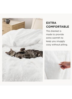 Bedsure Bedsure Soft White King Size Blanket for Bed, Fluffy Fuzzy Large King Blanket for Winter, Cozy Plush Sherpa Fleece Faux Fur Blanket, Thick Warm Christmas Blanket Gifts for Women, Men, 108x90  - Image 3