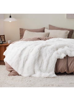Bedsure Bedsure Soft White King Size Blanket for Bed, Fluffy Fuzzy Large King Blanket for Winter, Cozy Plush Sherpa Fleece Faux Fur Blanket, Thick Warm Christmas Blanket Gifts for Women, Men, 108x90  - Image 1