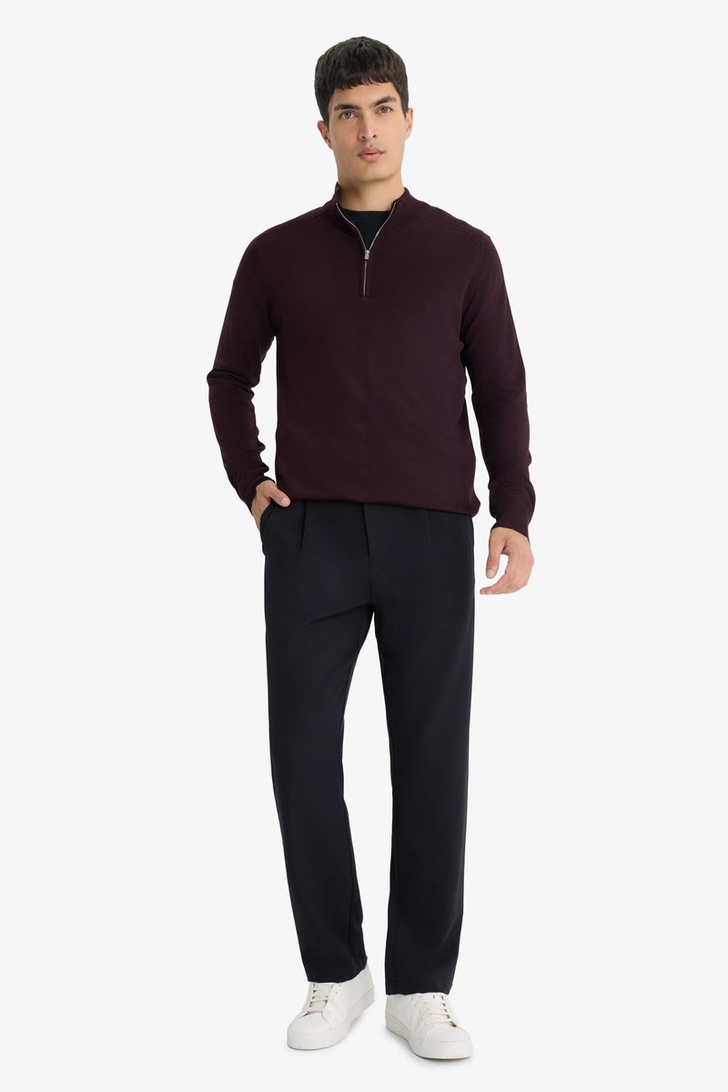 DeFacto Red Man Standard Fit Stand Collar Half Zippered Knit Pullover Casual - Image 2